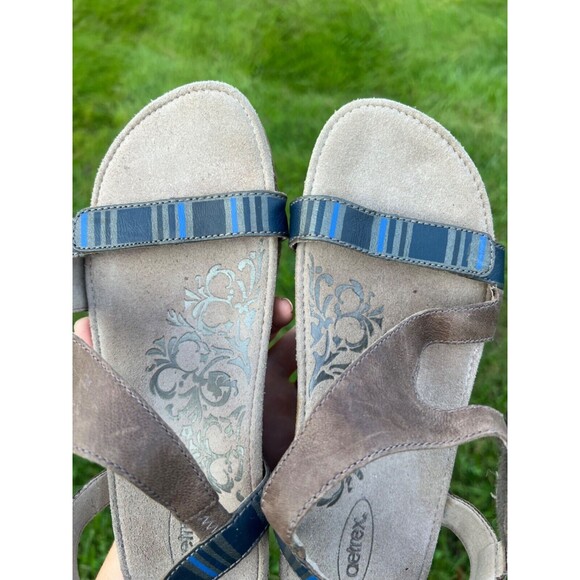 Aetrex Jenny Stone Leather Strappy Comfort Sandals Women's Size 7 - Picture 2 of 8